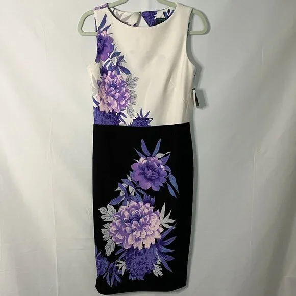 ⭐️ NWT- Purple Gabby Skye Floral Print Sleeveless Size 4 Dress - Picture 1 of 9